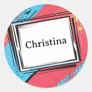 Adesivo Redondo Pop Art Personalizado Name Design: Vibrant & Bold
