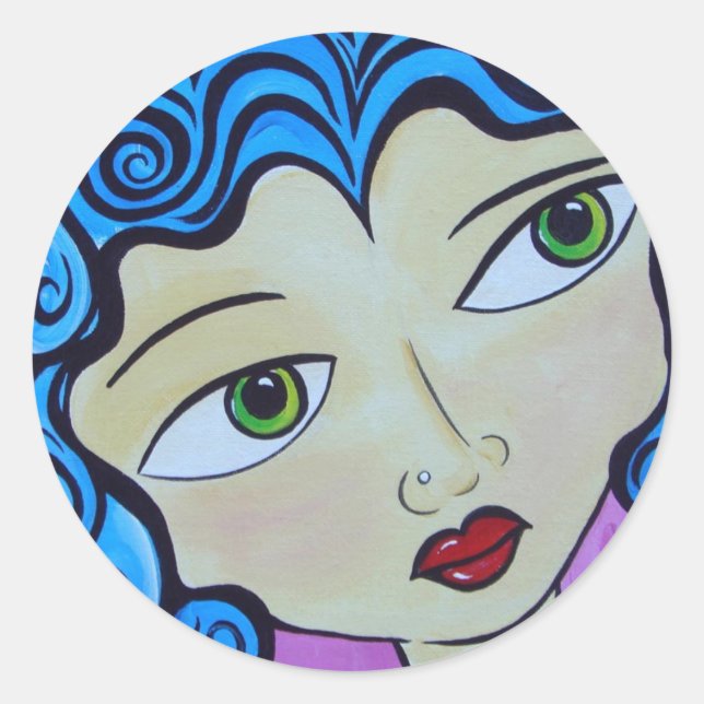 Adesivo Redondo Pop Art Punk Girl Sticker (Frente)
