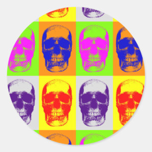 Adesivo Redondo Pop Art Skull