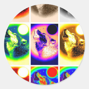 Adesivo Redondo Pop Art Wolf