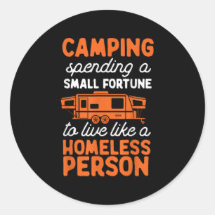 Adesivo Redondo Pop de Acampamento Camper Rv Trailer Pequena Fortu