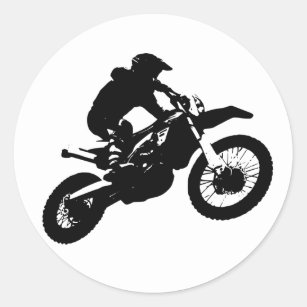 Adesivo Redondo Pop de Arte Branca Negra Motocross Motorcyesporte