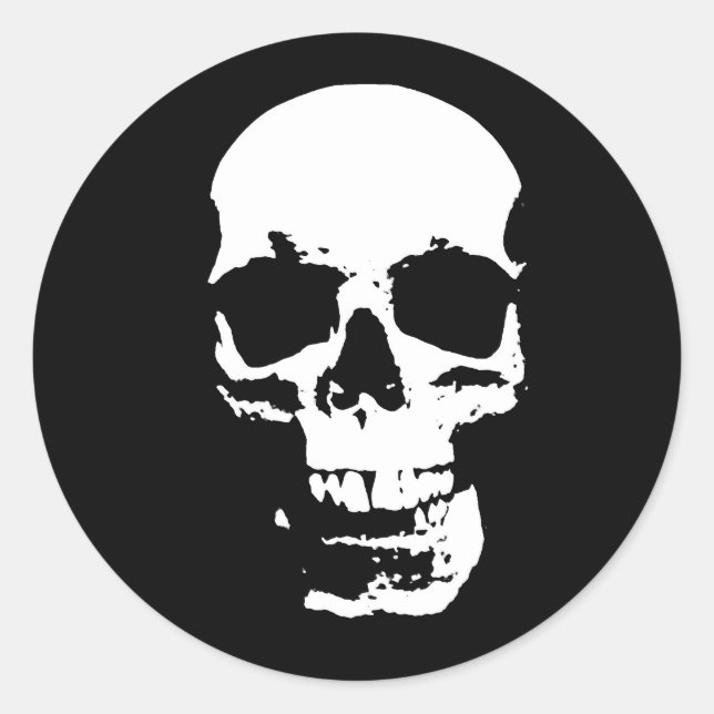 Adesivo Redondo Pop de Arte Preta e Branca (Frente)