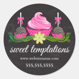 Adesivo Redondo Pop de bolachas e Cupcakes