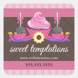 Adesivo Redondo Pop de bolachas e Cupcakes