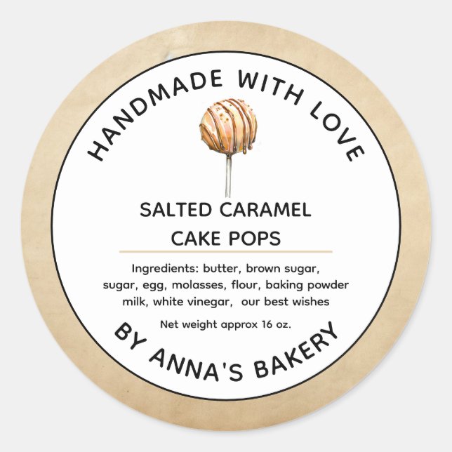 Adesivo Redondo Pop De Bolo De Bolo Para Pequenas Empresas (Frente)