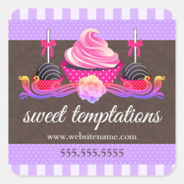 Adesivo Redondo Pop de bolos e Cupcakes