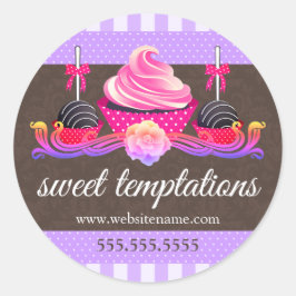 Adesivo Redondo Pop de bolos e Cupcakes