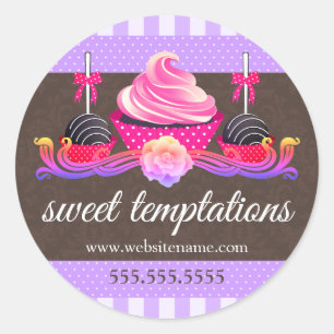 Adesivo Redondo Pop de bolos e Cupcakes
