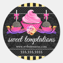 Adesivo Redondo Pop de bolos e Cupcakes