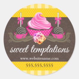 Adesivo Redondo Pop de bolos e Cupcakes