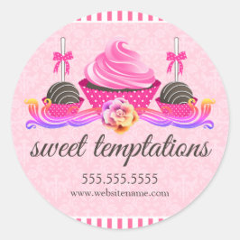 Adesivo Redondo Pop de bolos e Cupcakes