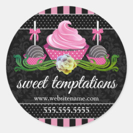 Adesivo Redondo Pop de bolos e Cupcakes