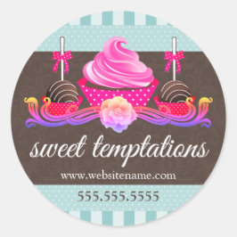 Adesivo Redondo Pop de bolos e Cupcakes