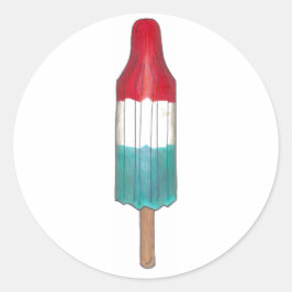 Adesivo Redondo Pop de Foguete Azul Branco Vermelho Picolé Patriót