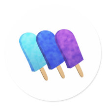 Pop de gelo azuis, azuis e roxas