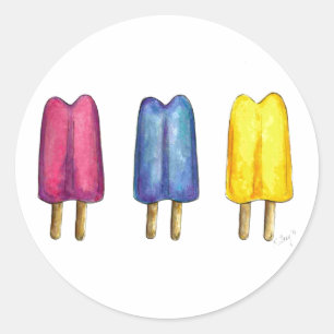 Adesivo Redondo Pop de Grelha de Cores Aquáticas Picles Ice Lolly
