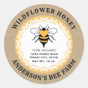 Adesivo Redondo Pop de mel de linhagens de abelha