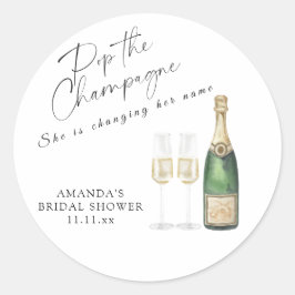 Adesivo Redondo Pop do Chá de panela de Champanhe