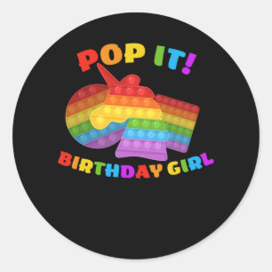 Adesivo Redondo Pop It Dot Day Unicorn For Birthday Girl