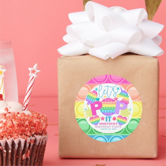 Adesivo Redondo Pop It Girl Birthday Personalizado (Festa)