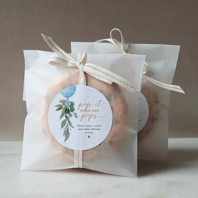 Adesivo Redondo Pop Quando Pop O Chá de fraldas Verde Do Balão (Criador carregado)