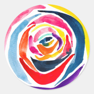 Adesivo Redondo pop rosa de aquarela abstrato