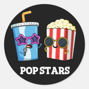 Adesivo Redondo Pop Stars Engraçado Pop de Soda Popcorn Pun Dark B