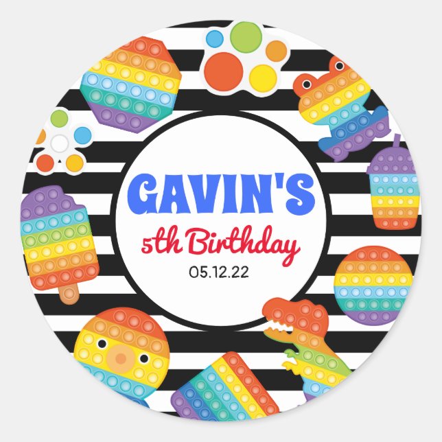 Adesivo Redondo Pop Toca de Aniversário, Pau de Aniversário de Fid (Frente)