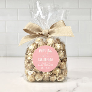 Adesivo Redondo Popcorn Chá de fraldas Popping com Favor do Entusi