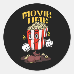 Adesivo Redondo Popcorn Mascot Cartoon