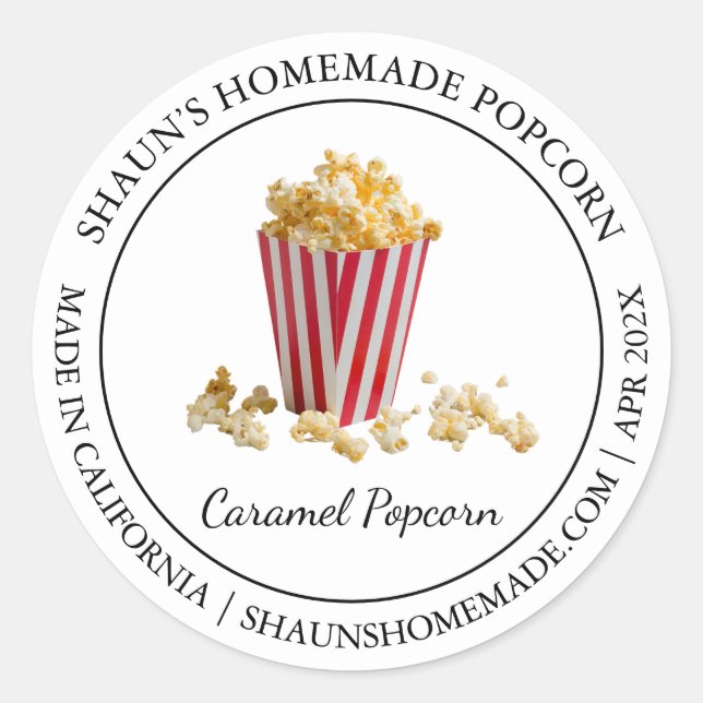 Adesivo Redondo Popcorn Modern label (Frente)