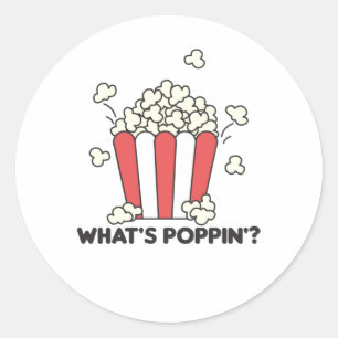 Adesivo Redondo Popcorn Whats Poppin Engraçado Sdizendo