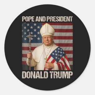 Adesivo Redondo Pope E Presidente Donald Trump