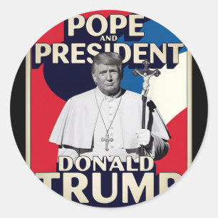 Adesivo Redondo Pope Engraçado E Presidente Donald Trump1