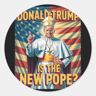 Adesivo Redondo Pope Engraçado E Presidente Donald Trump3