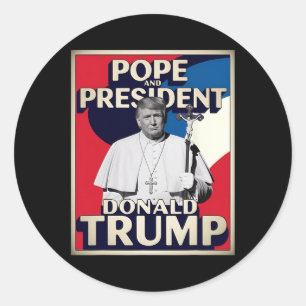 Adesivo Redondo Pope Engraçado E Presidente Donald Trump6