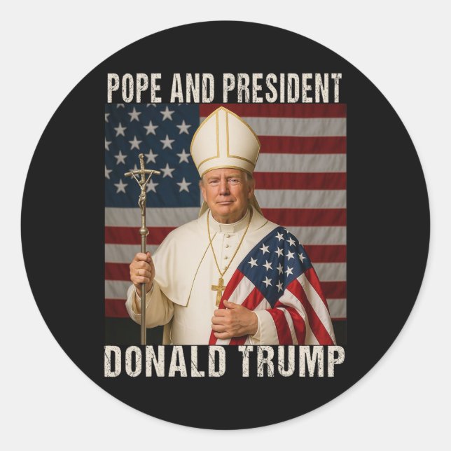 Adesivo Redondo Pope Engraçado Trump E Presidente Donald Trump (Frente)