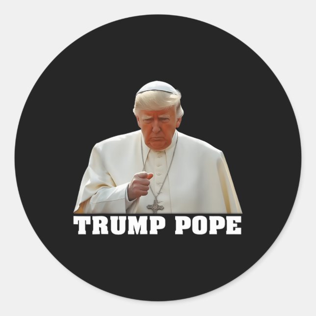 Adesivo Redondo Pope Trump Funny Trump Vatican Christian Retro Chu (Frente)