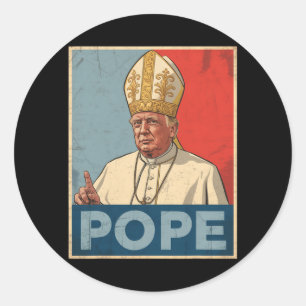 Adesivo Redondo Pope Trump Funny Trump Vaticano Christian Retro Ch
