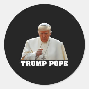 Adesivo Redondo Pope Trump Funny Trump Vaticano Christian Retro Ch