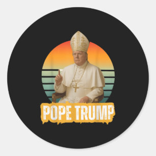 Adesivo Redondo Pope Trump Funny Trump Vaticano Christian Retro Ch