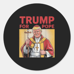 Adesivo Redondo Pope Trump Funny Trump Vaticano Christian Retro Ch