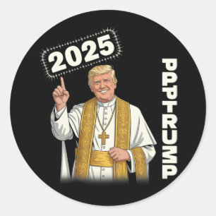 Adesivo Redondo Pope Trump Funny Trump Vaticano Christian Retro Ch