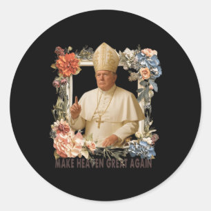 Adesivo Redondo Pope Trump Funny Trump Vaticano Christian Retro Ch