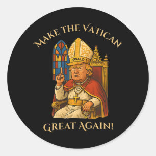 Adesivo Redondo Pope Trump Funny Trump Vaticano Christian Retro Ch