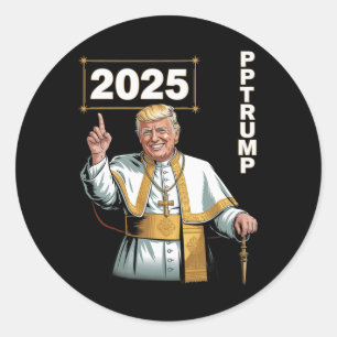 Adesivo Redondo Pope Trump Funny Trump Vaticano Christian Retro Ch