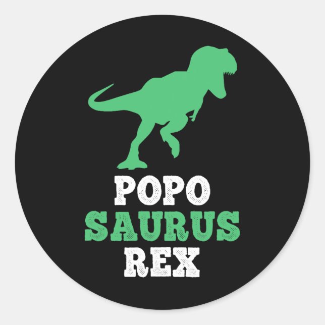Adesivo Redondo Popo-saurus Rex Dino Dinosaur Poposaurus Funny (Frente)