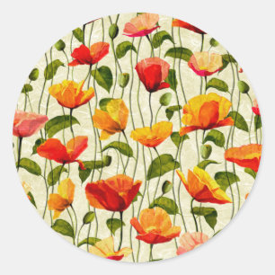 Adesivo Redondo Poppies Brilhantes