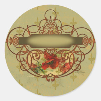 Adesivo Redondo Poppies Fleur de Lis Estilo Vitoriano